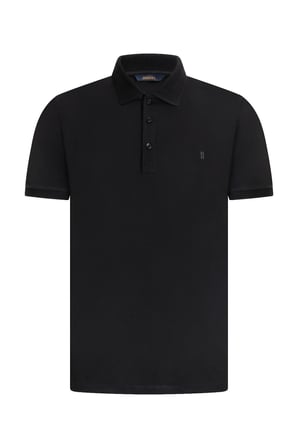 Siyah Regular Fit Polo Yaka Pamuklu Tişört | M
