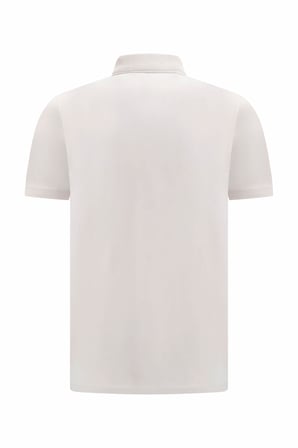 Ekru Regular Fit Polo Yaka Pamuklu Tişört | S