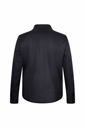 Lacivert Regular Fit Bebe Yaka Yünlü Kaşe Mont | XL