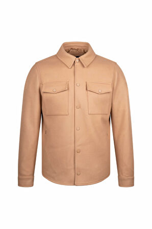 Camel Regular Fit Bebe Yaka Yünlü Kaşe Mont | M