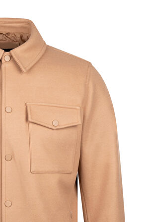 Camel Regular Fit Bebe Yaka Yünlü Kaşe Mont | M