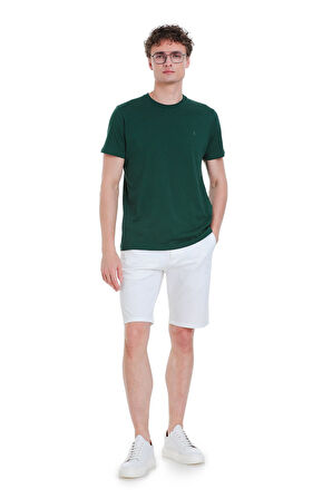 Yeşil Regular Fit 100% Pamuk Bisiklet Yaka Tişört | XXL