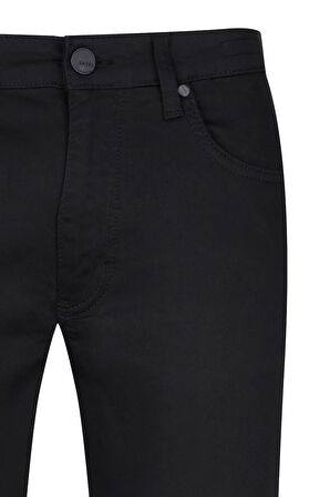 Siyah Rahat Kesim Fit 5 Cep Kanvas Pantolon | 36