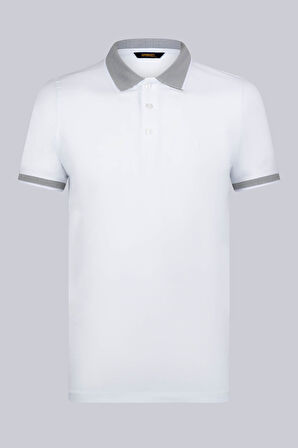 Beyaz Regular Fit 100% Pamuklu Polo Yaka Tişört | L