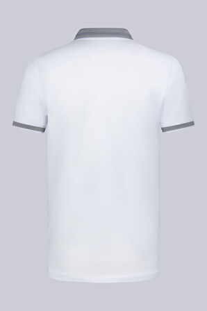 Beyaz Regular Fit 100% Pamuklu Polo Yaka Tişört | S