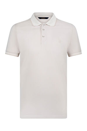 Ekru Regular Fit 100% Pamuklu Polo Yaka Tişört | L