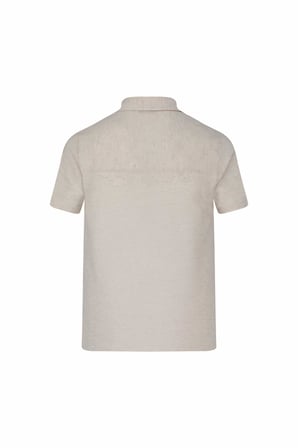 Ekru Regular Fit Apaş Yaka Keten Gömlek | L