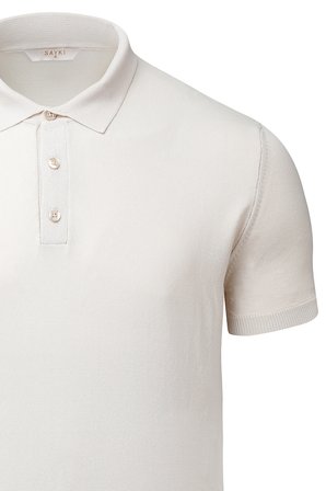 Ekru Regular Fit Polo Yaka Rayon Tişört | M