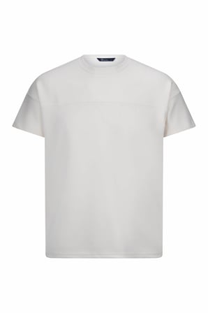 Beyaz Regular Fit Bisiklet Yaka Oversize Tişört | L