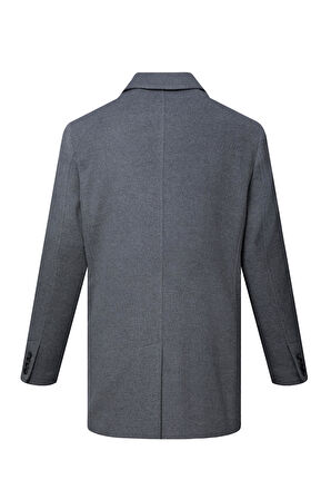 Gri Regular Fit Bebe Yaka Yünlü Kaşe Palto | XL