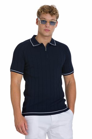 Lacivert Regular Fit Polo Yaka Rayon Tişört | L