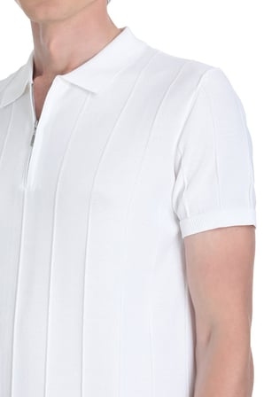 Beyaz Regular Fit Polo Yaka Rayon Tişört | XL