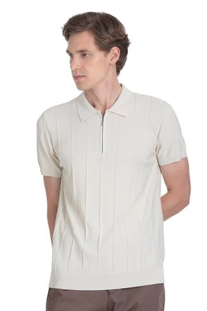 Ekru Regular Fit Polo Yaka Rayon Tişört | XL