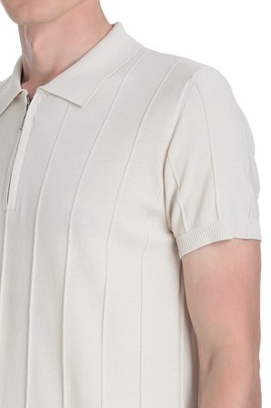 Ekru Regular Fit Polo Yaka Rayon Tişört | XL