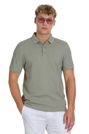 Haki Regular Fit 100% Pamuk Polo Yaka  Merserize Tişört | L