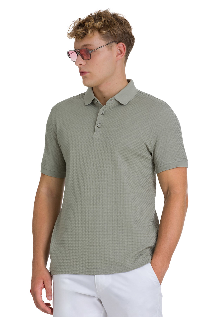 Haki Regular Fit 100% Pamuk Polo Yaka  Merserize Tişört | L