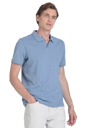 indigo Regular Fit Apaş Yaka Pamuklu Tişört | L