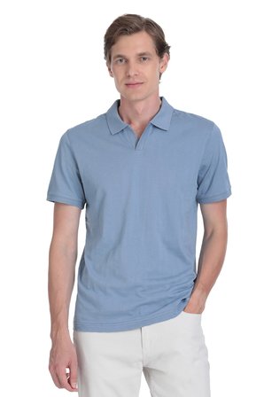 indigo Regular Fit Apaş Yaka Pamuklu Tişört | L