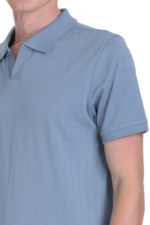 indigo Regular Fit Apaş Yaka Pamuklu Tişört | L