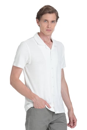 Beyaz Regular Fit Apaş Yaka Gömlek | XL