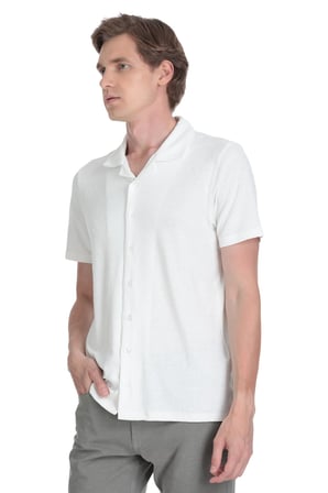 Beyaz Regular Fit Apaş Yaka Gömlek | XL
