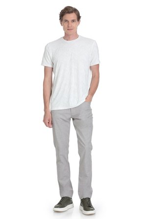 Beyaz Regular Fit Bisiklet Yaka Tişört | M