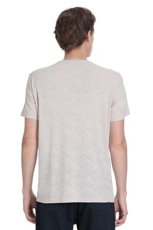 Ekru Regular Fit Bisiklet Yaka Tişört | XL