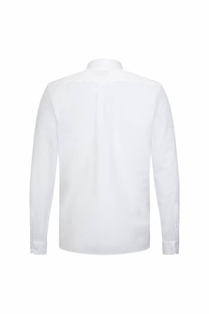Beyaz Comfort Fit 100% Pamuk Slim Yaka Uzun Kollu Spor Gömlek | XL
