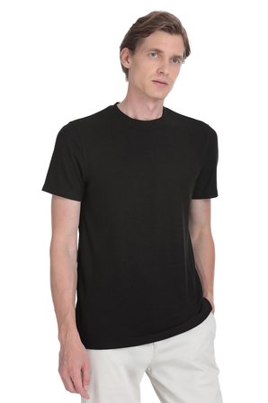 Siyah Regular Fit Bisiklet Yaka Tişört | XXL
