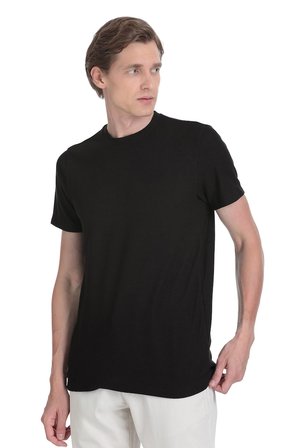Siyah Regular Fit Bisiklet Yaka Tişört | XXL