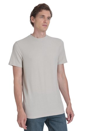 Ekru Regular Fit Bisiklet Yaka Tişört | M