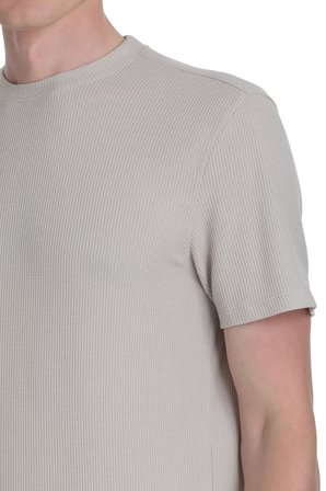 Ekru Regular Fit Bisiklet Yaka Tişört | M