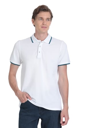 Beyaz Regular Fit 100% Pamuk Polo Yaka Rayon Tişört | XL
