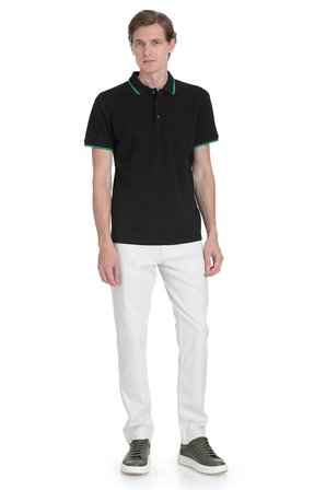 Siyah Regular Fit 100% Pamuk Polo Yaka Rayon Tişört | M