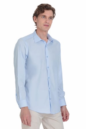 Mavi Klasik Fit Slim Yaka Pamuklu Uzun Kollu Gömlek | 4XL