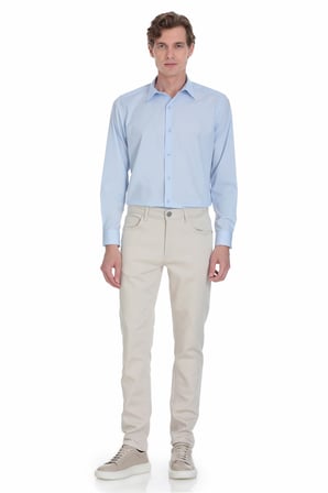 Mavi Klasik Fit Slim Yaka Pamuklu Uzun Kollu Gömlek | 4XL