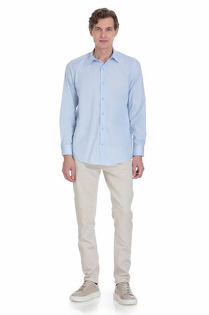 Mavi Klasik Fit Slim Yaka Pamuklu Uzun Kollu Gömlek | 4XL