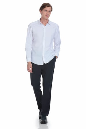 Beyaz Slim Fit Slim Yaka Pamuklu Uzun Kollu Gömlek | 3XL