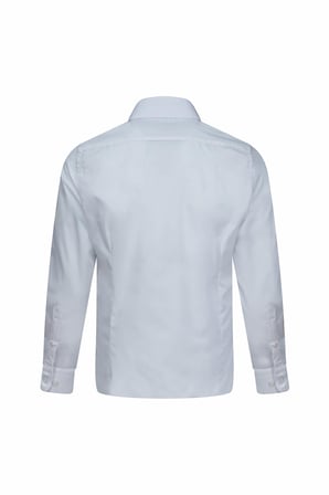 Beyaz Slim Fit Slim Yaka Pamuklu Uzun Kollu Gömlek | L