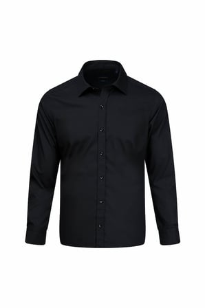 Siyah Slim Fit Slim Yaka Pamuklu Uzun Kollu Gömlek | XL