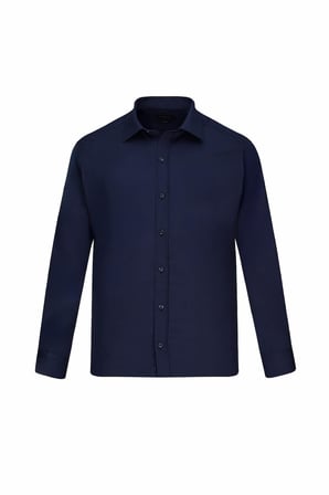 Lacivert Slim Fit Slim Yaka Pamuklu Uzun Kollu Gömlek | L