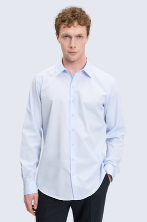 Mavi Slim Fit Slim Yaka Pamuklu Uzun Kollu Gömlek | XXL
