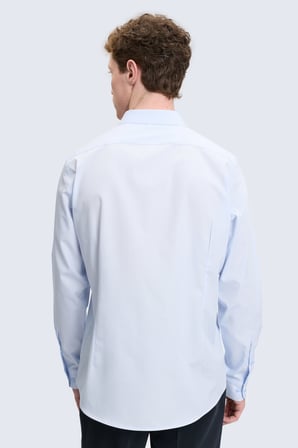 Mavi Slim Fit Slim Yaka Pamuklu Uzun Kollu Gömlek | XXL