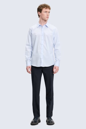 Mavi Slim Fit Slim Yaka Pamuklu Uzun Kollu Gömlek | XXL