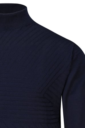 Lacivert Regular Fit Yarım Balıkçı Yaka Yünlü Kazak | M