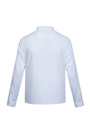 Beyaz Klasik Fit Slim Yaka Uzun Kollu Pamuklu Saten Gömlek | 4XL