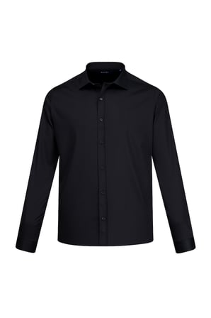 Siyah Klasik Fit Slim Yaka Uzun Kollu Pamuklu Saten Gömlek | XL