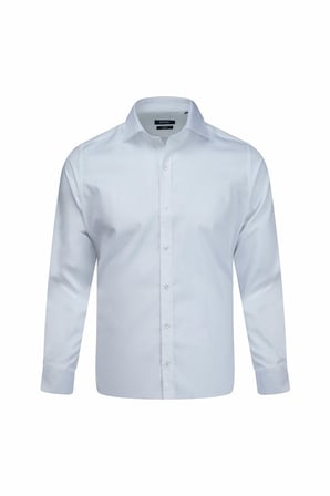 Beyaz Slim Fit Açık İtalyan Yaka Pamuklu Saten Uzun Kollu Gömlek | L