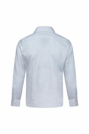 Beyaz Slim Fit Açık İtalyan Yaka Pamuklu Saten Uzun Kollu Gömlek | L