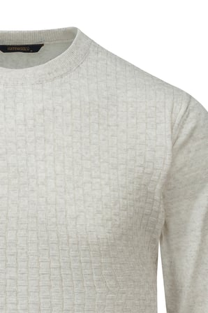 Bej Regular Fit Jakarlı Bisiklet Yaka Yünlü Kazak | XL